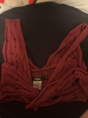 Jaded London Rust Red Distressed Knit Tank Top